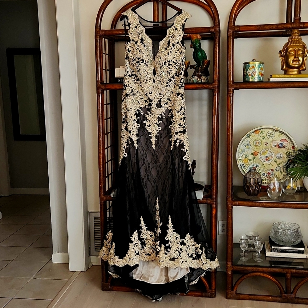 Black and Gold Formal Homecoming Gown
